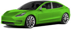 Tesla Model 3 in appel groen