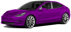 Tesla Model 3 in het paars