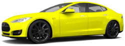Tesla model S in het geel