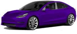 Pruimkleurige Tesla model 3